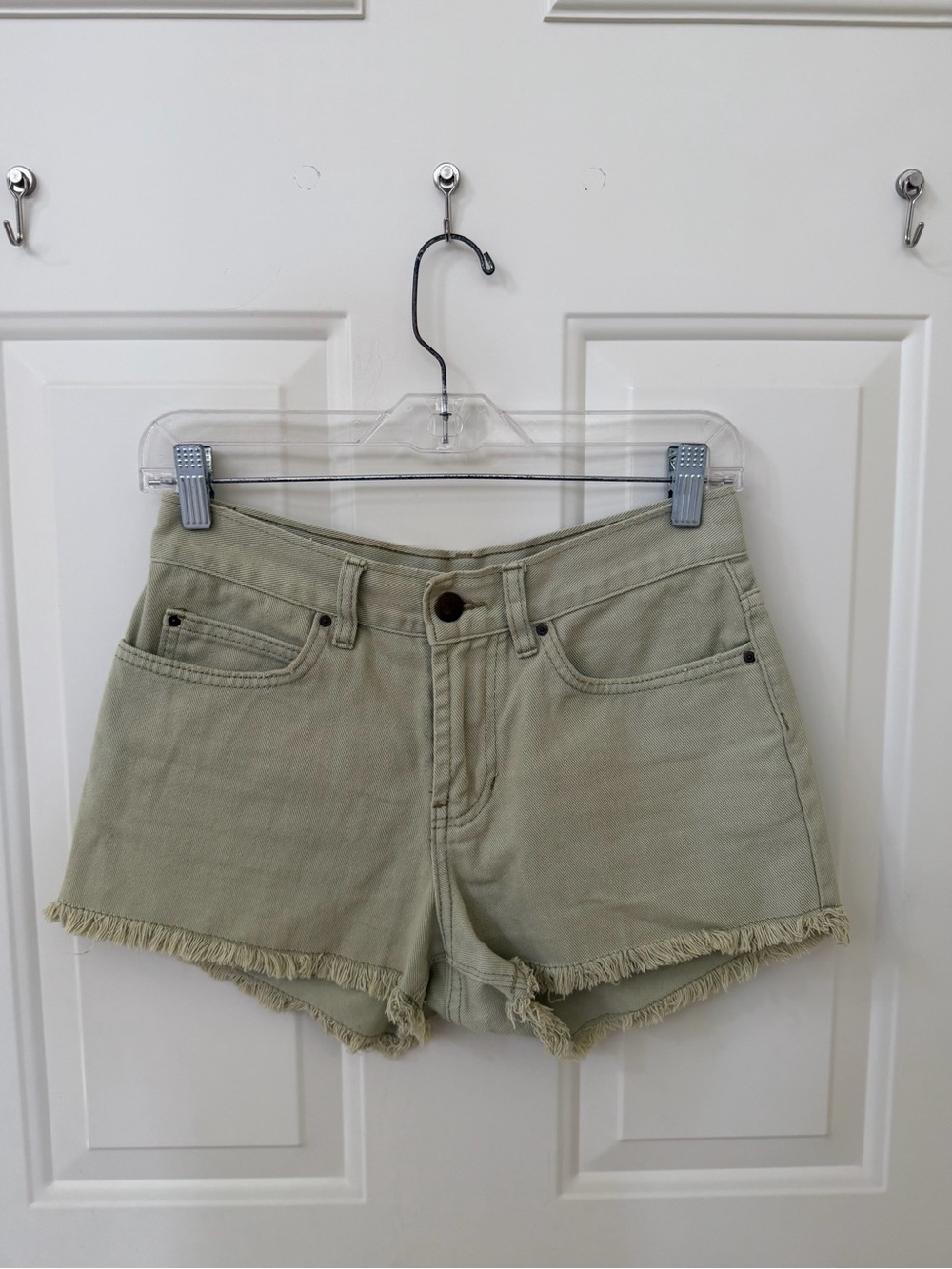 Billabong Sage Green Frayed Hem Denim Shorts Size 24
